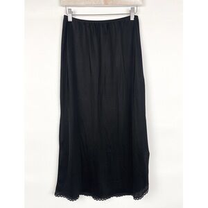 Cabernet Vintage Women's Silky Slip Skirt Lace Whimsigoth, Black‎ - Size M
